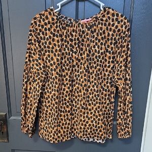 kate spade Brown and Black Leopard Print Long-Sleeve Shirt